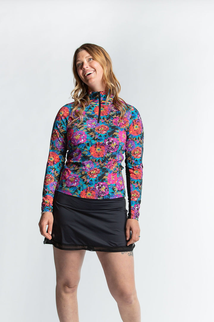 Blakely Long Sleeve Zip Top - In Bloom Floral