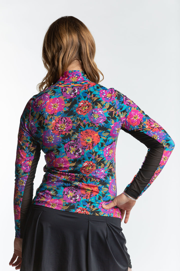 Blakely Long Sleeve Zip Top - In Bloom Floral