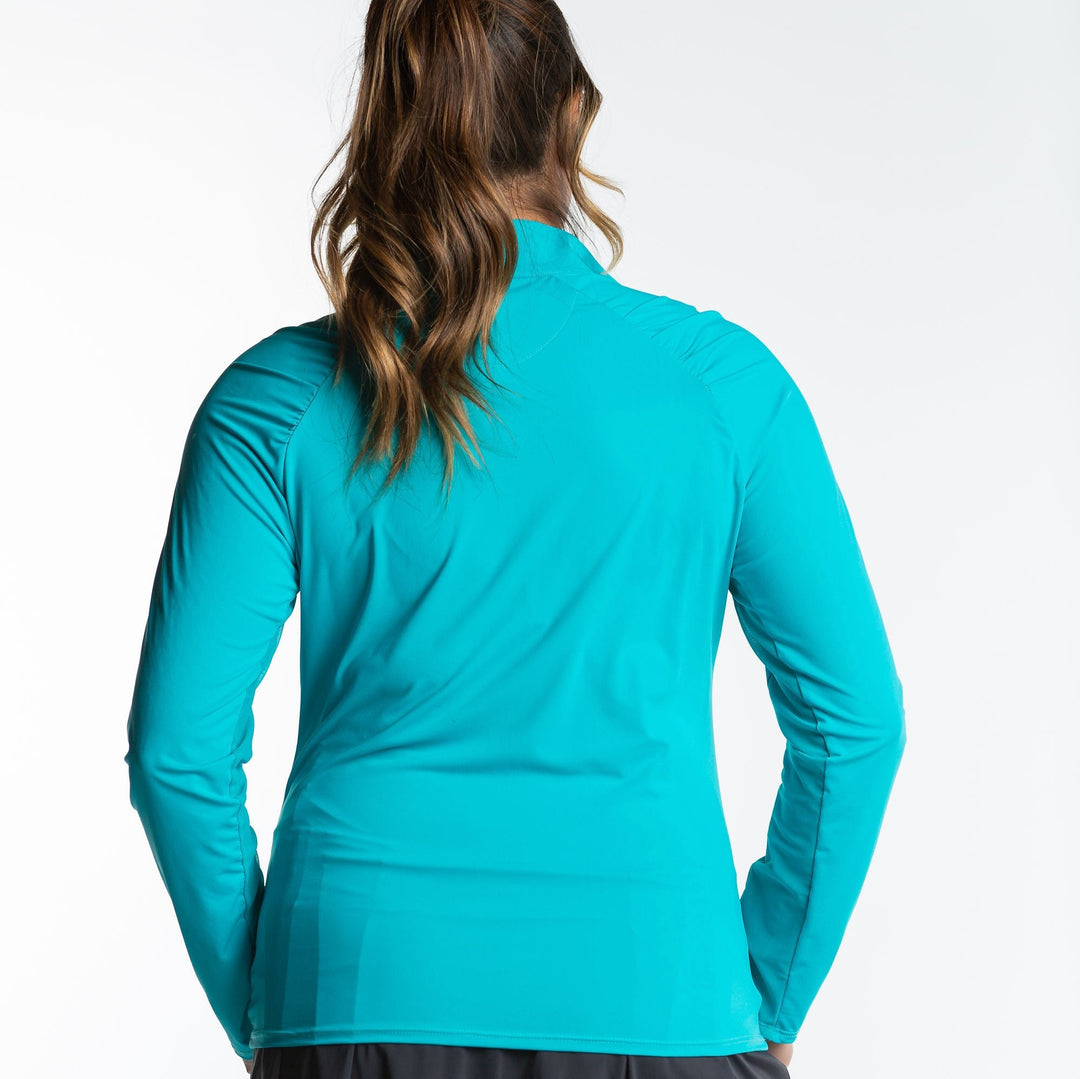 Naomi Long Sleeve Zip Top - Turquoise