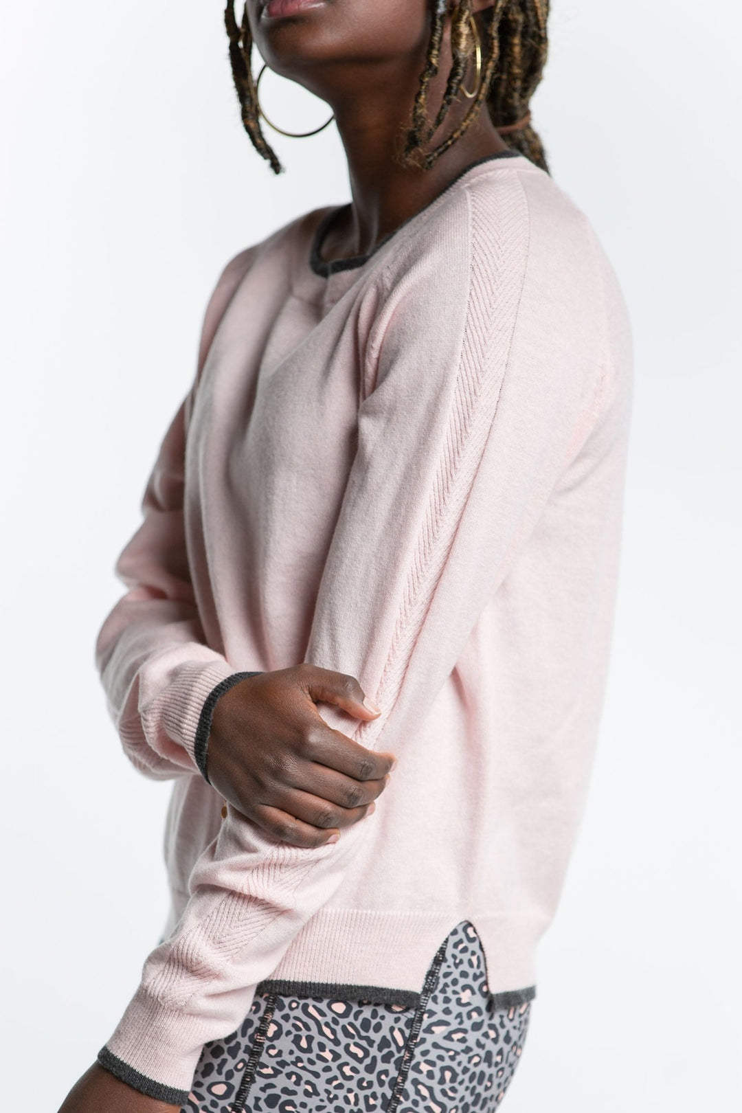 Chloe Crew Neck Sweater - Misted Rose