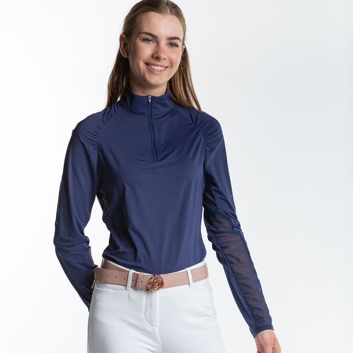 Naomi Long Sleeve Zip Top - Midnight