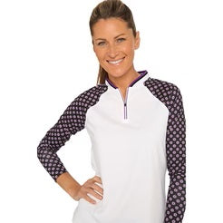 Belyn Key Sabrina Long Sleeve- White with Orchid - Skorzie