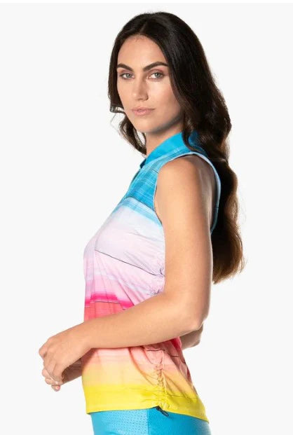 Lucky in Love-Tropical Bliss Zip Tank- Multicolor- Small - Skorzie