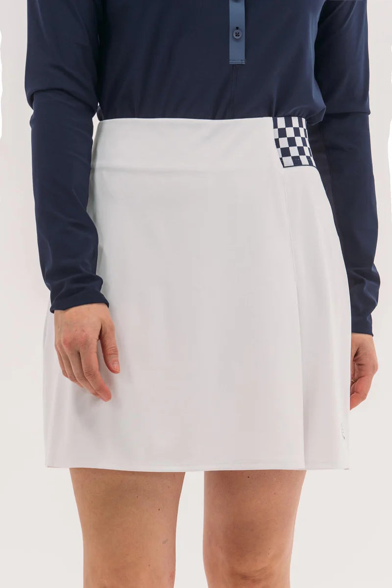 Foray Golf Elastic Waistband 17" Skirt - White/Navy - Skorzie