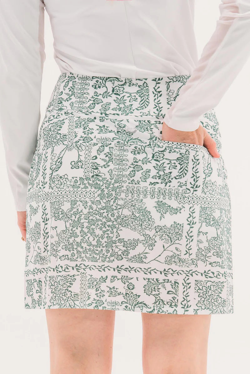 Foray Golf Inverted Pleat 17" Skirt - Lattice Floral - Skorzie