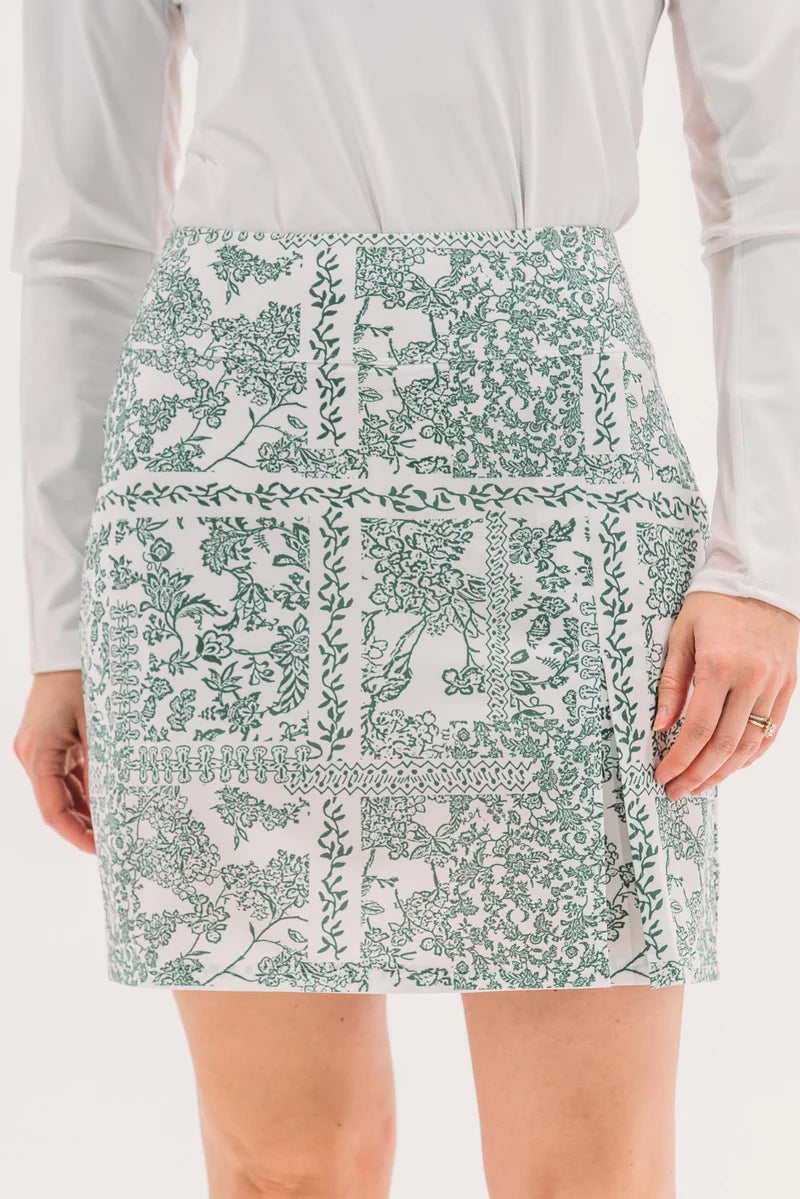Foray Golf Inverted Pleat 17" Skirt - Lattice Floral - Skorzie
