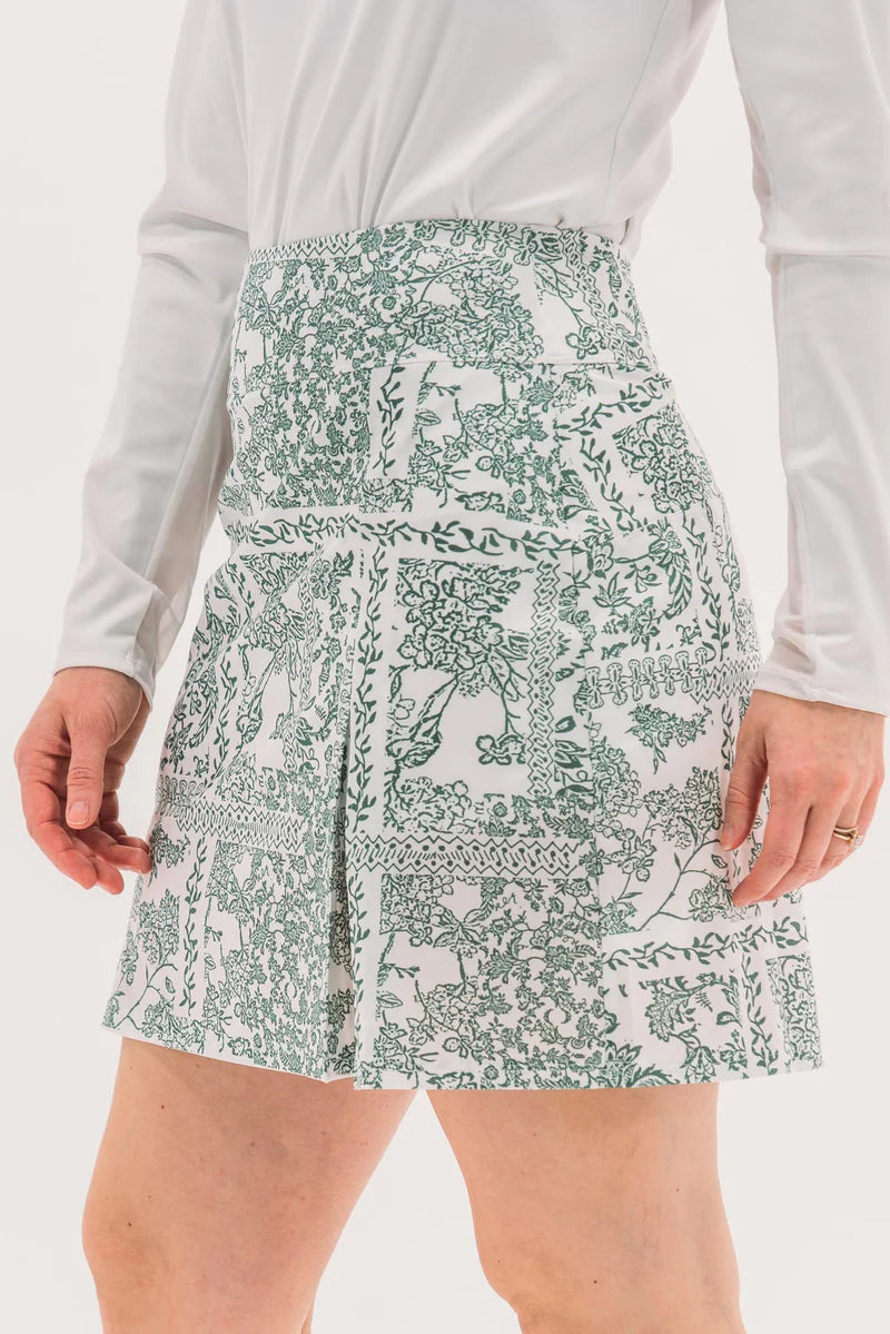 Foray Golf Inverted Pleat 17" Skirt - Lattice Floral - Skorzie