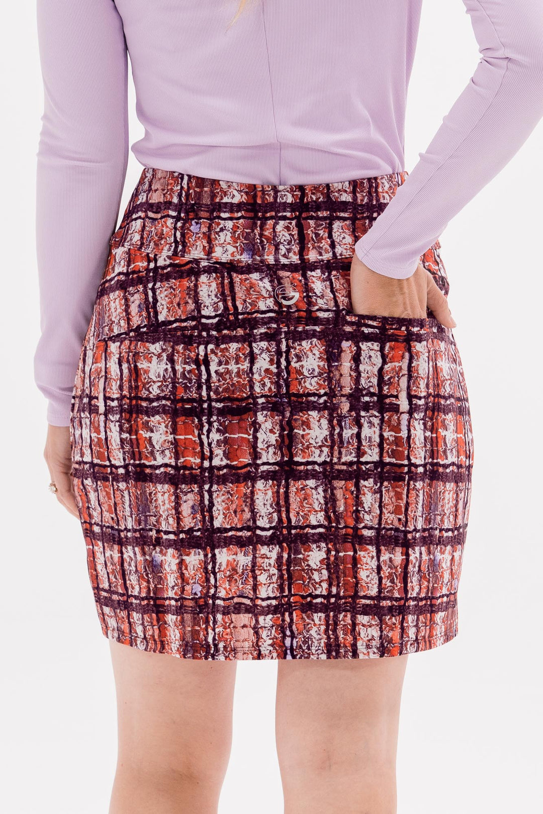 Foray Golf Bouclé Plaid Printed Front Pocket 17" Skirt - Warm Bouclé - Skorzie
