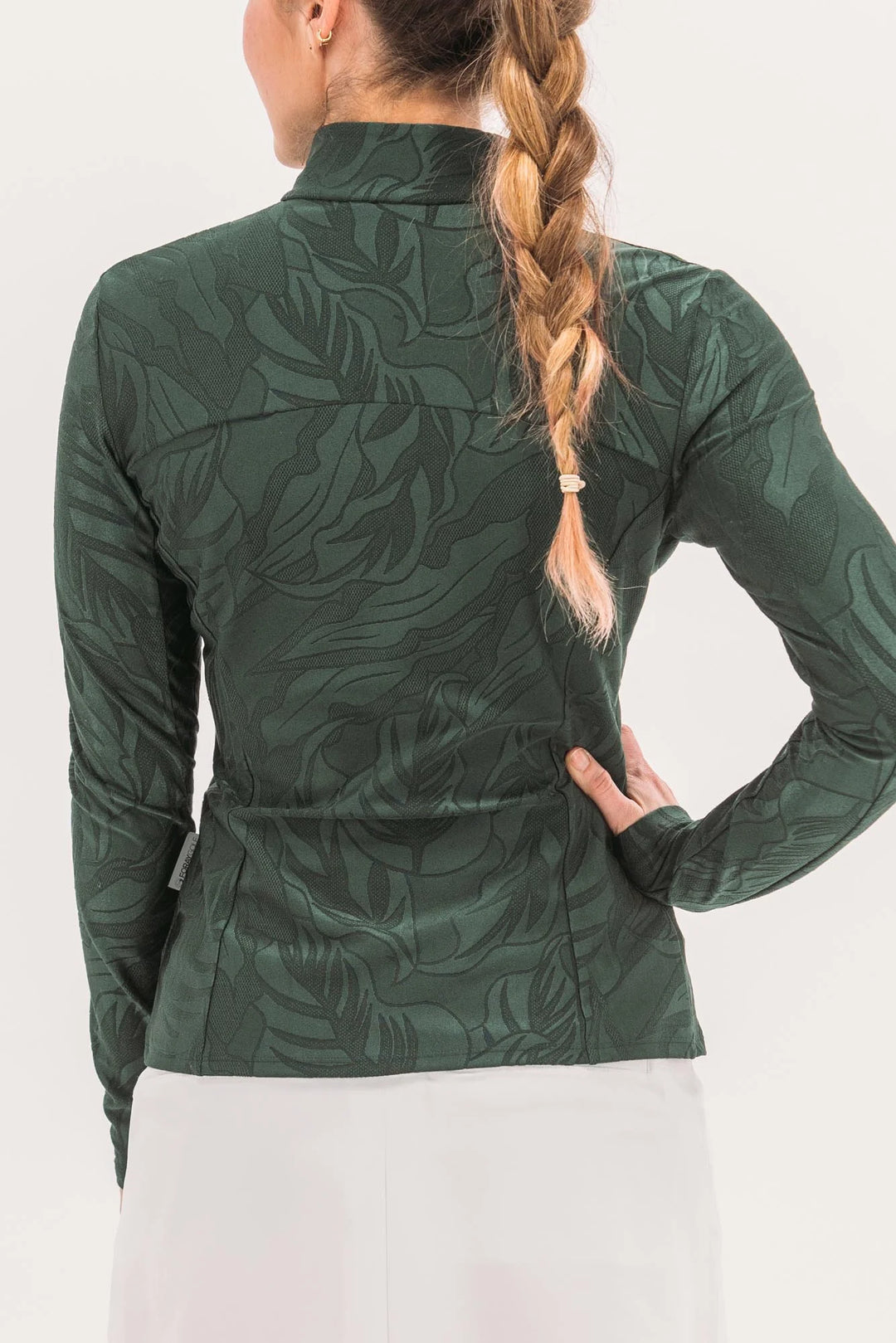Foray Golf Textured Full Zip Shine Layering Top - Green - Skorzie