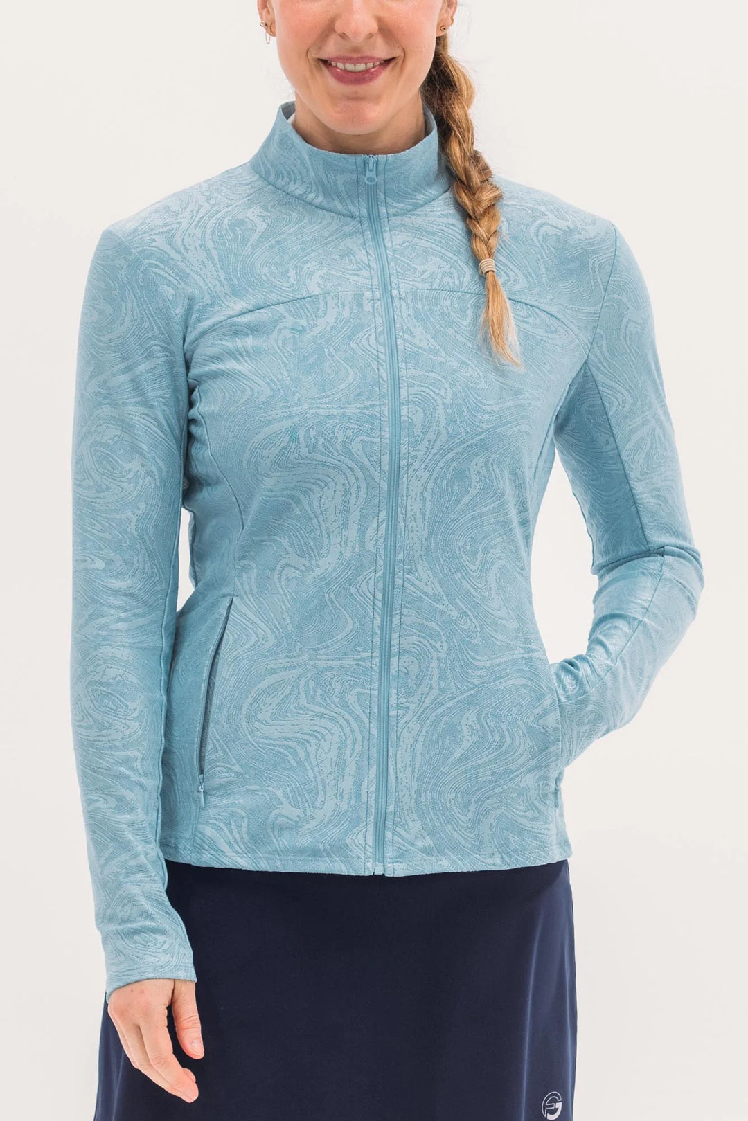 Foray Golf Textured Full Zip Layering Top - Sky Blue - Skorzie