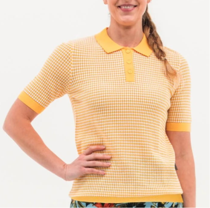 Foray Golf Textured Knit Short Sleeve Polo - Amber Yellow - Skorzie