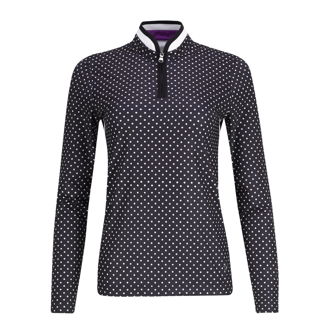 Lohla Sport The Polka Dot Long Sleeve Top - Navy - Skorzie