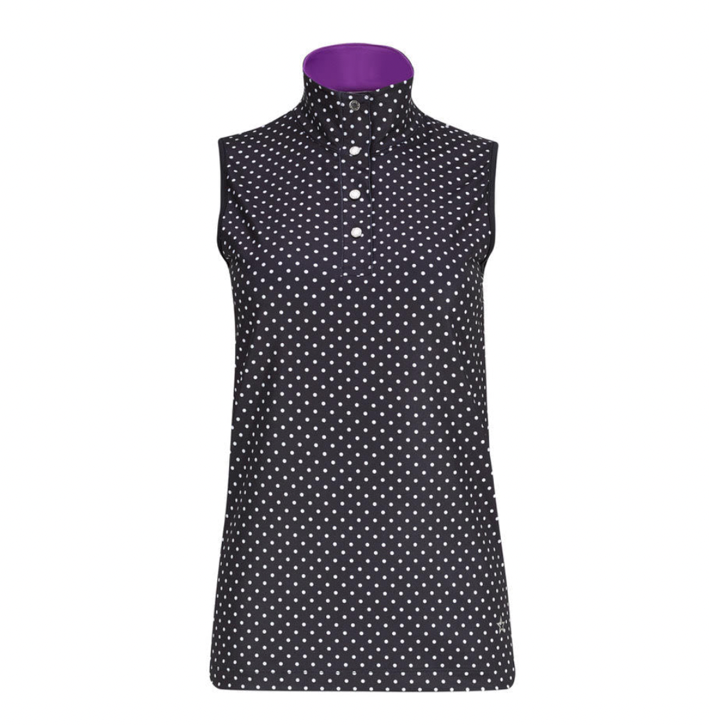 Lohla Sport The Polka Dot Sleeveless Top - Navy - Skorzie