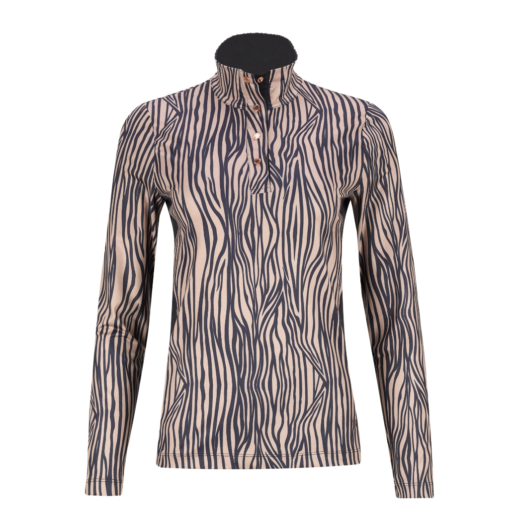 Lohla Sport The Zebra Print Long Sleeve Top - Navy - Skorzie