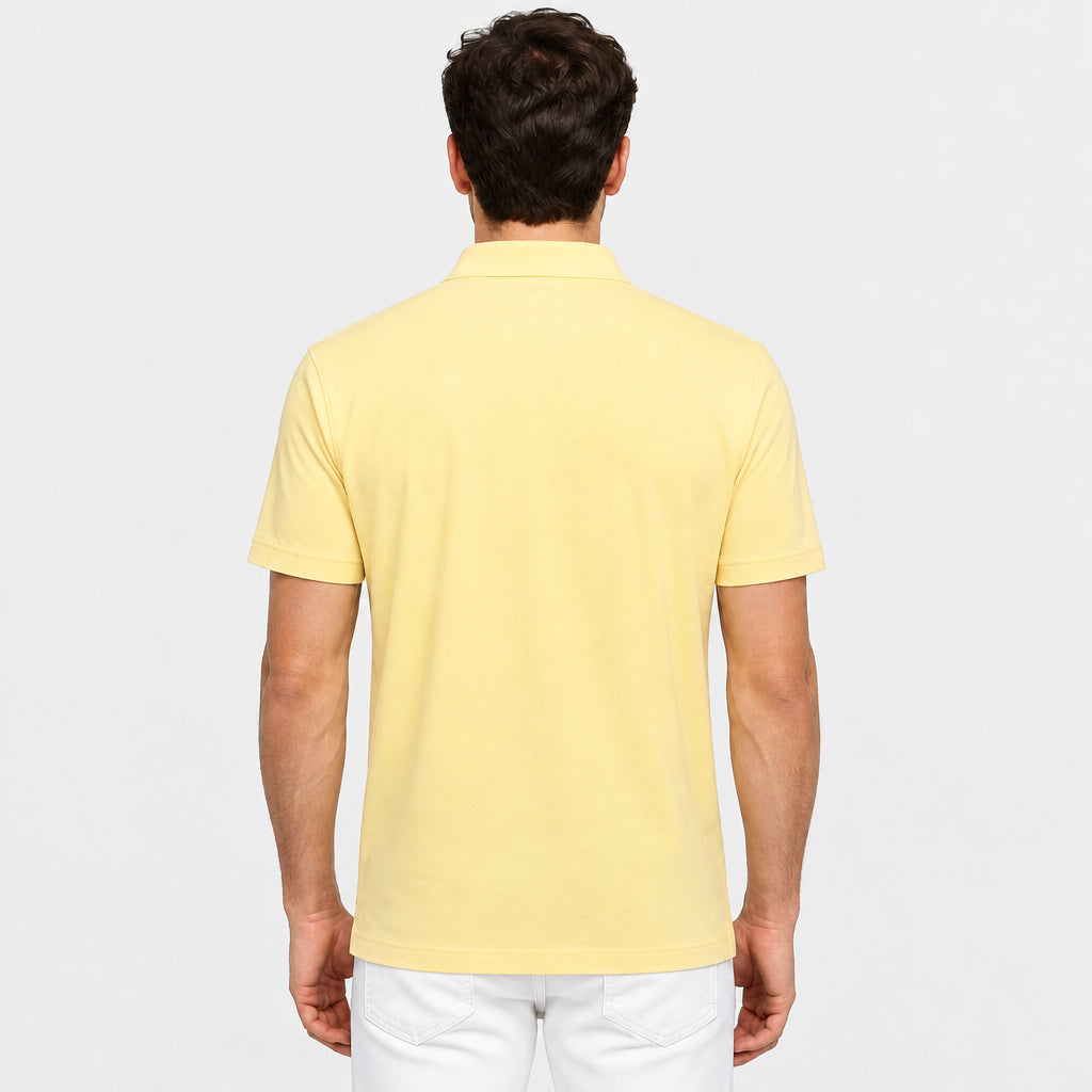 Dunning Mens Short Sleeve Button Polo - Golden Haze