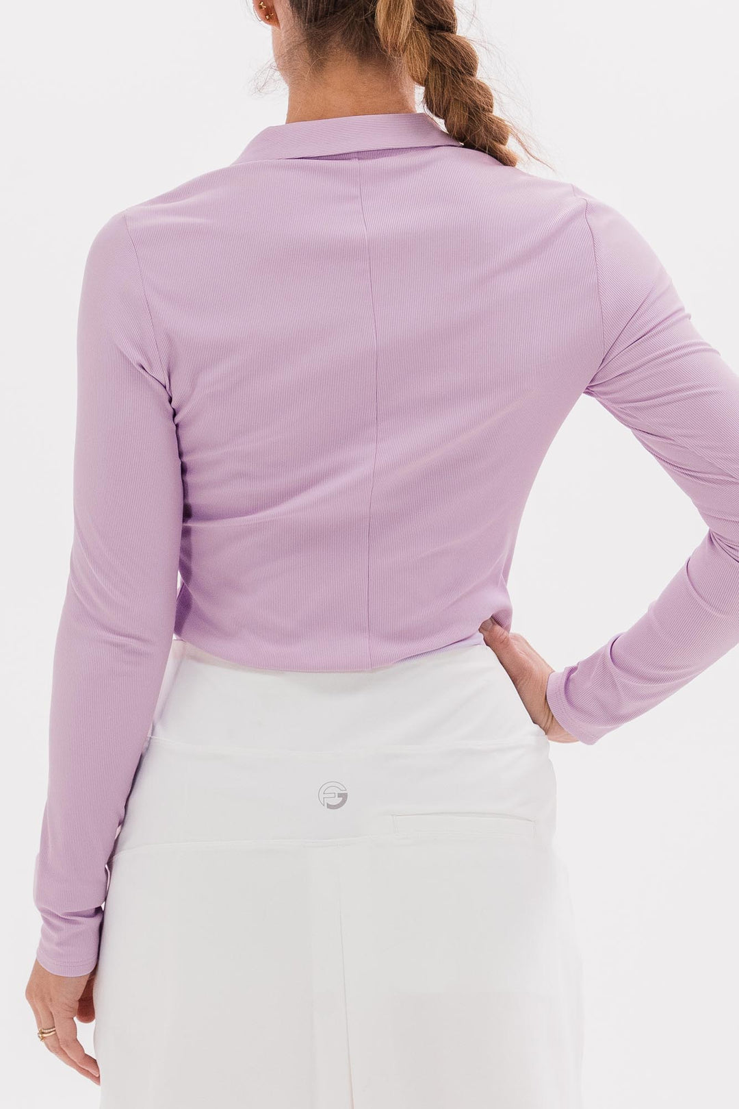 Foray Golf V-Neck Long Sleeve Rib Polo - Purple Rose - XX-Large - Skorzie