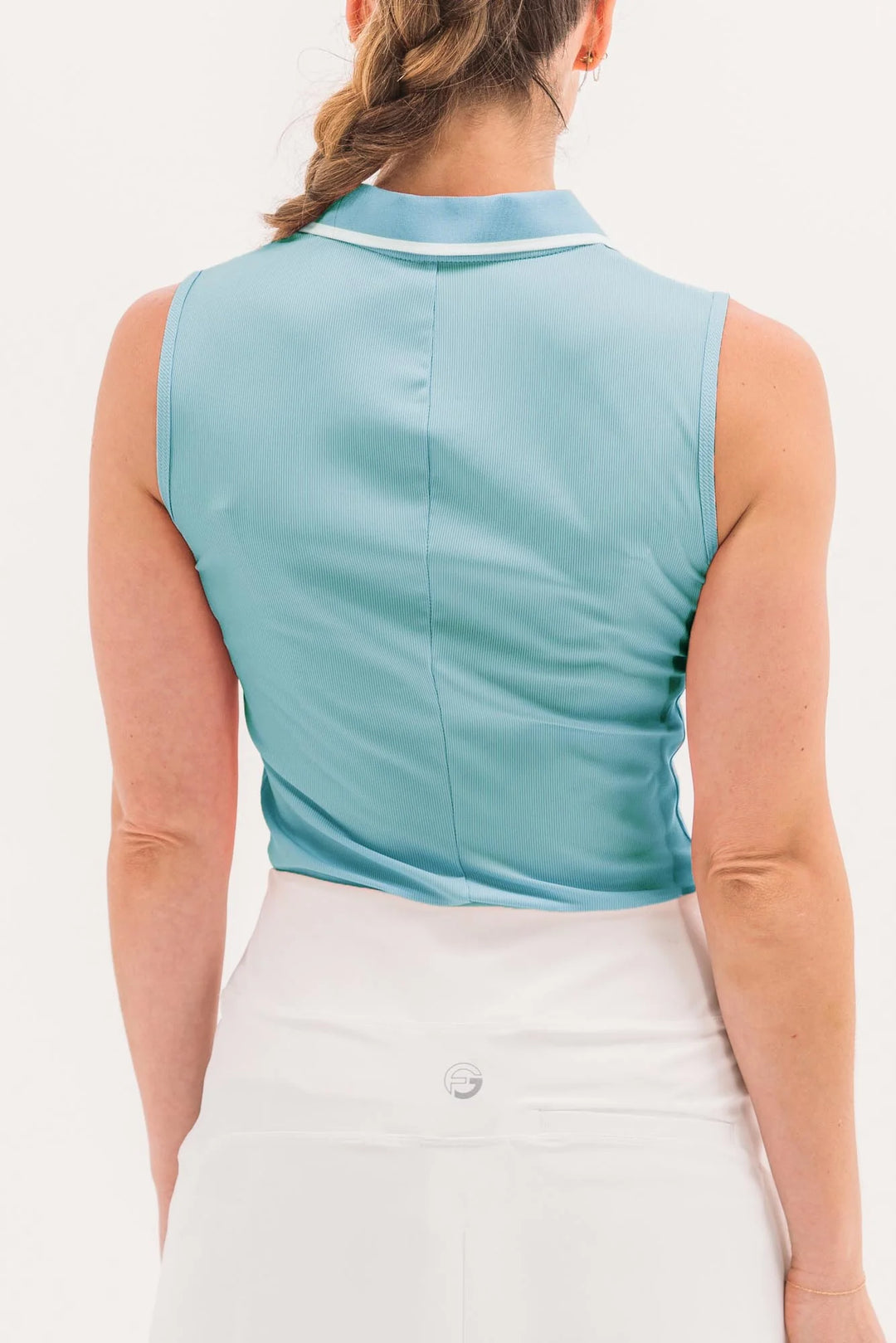 Foray Golf V-Neck Sleeveless Rib Polo - Milky Blue - XX-Large - Skorzie