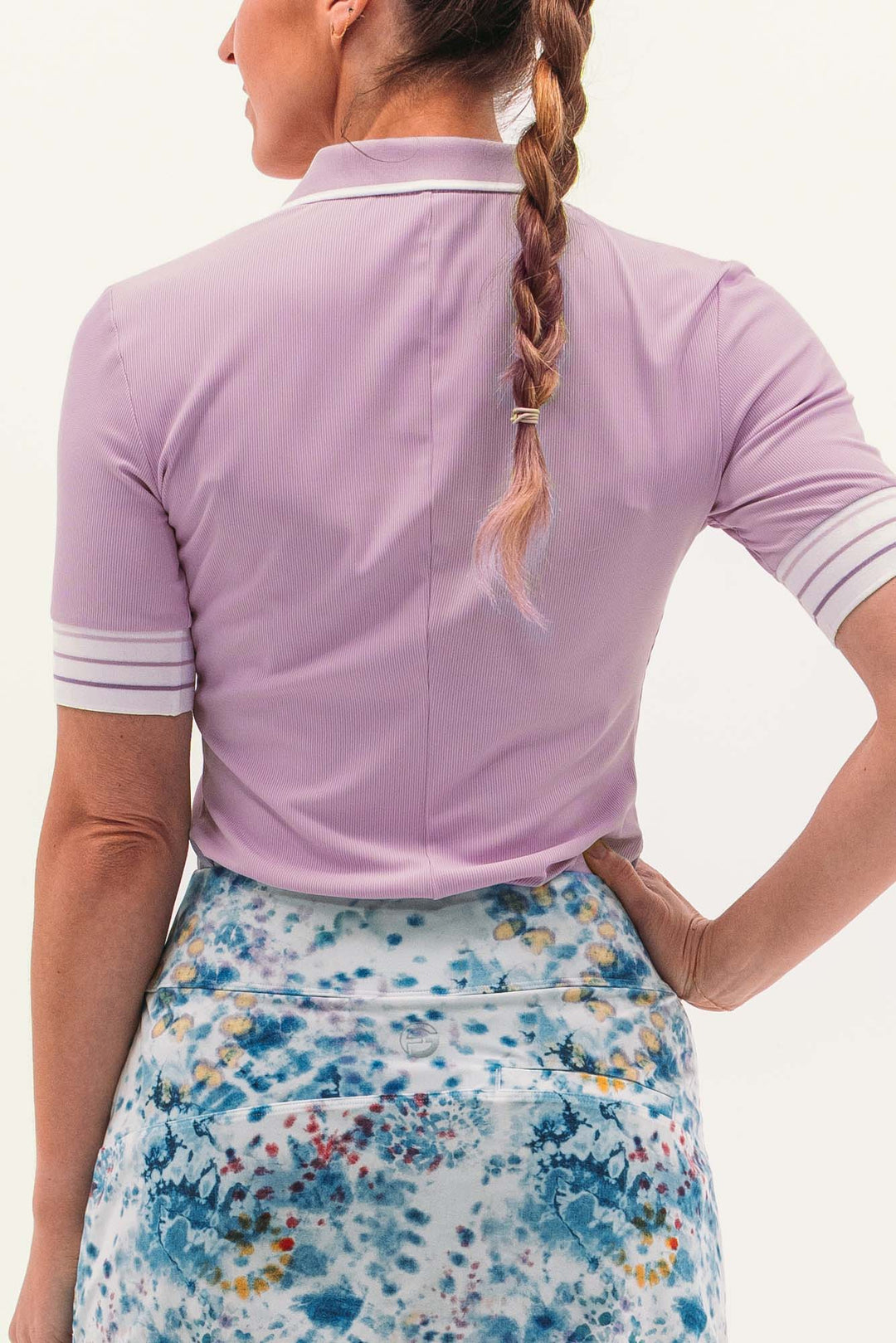 Foray Golf V-Neck Short Sleeve Rib Polo - Purple Rose - Skorzie