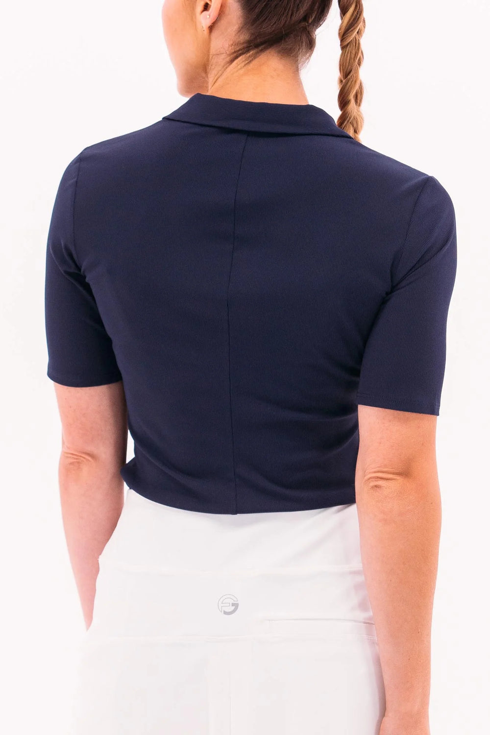 Foray Golf V-Neck Rib Short Sleeve Henley Polo - Navy/White - Skorzie