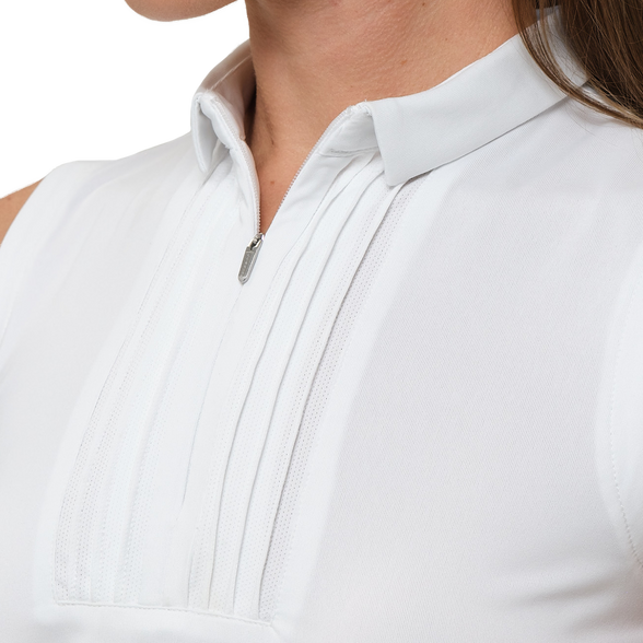 Dunning Freya Jersey Performance Sleeveless Polo - White - Skorzie