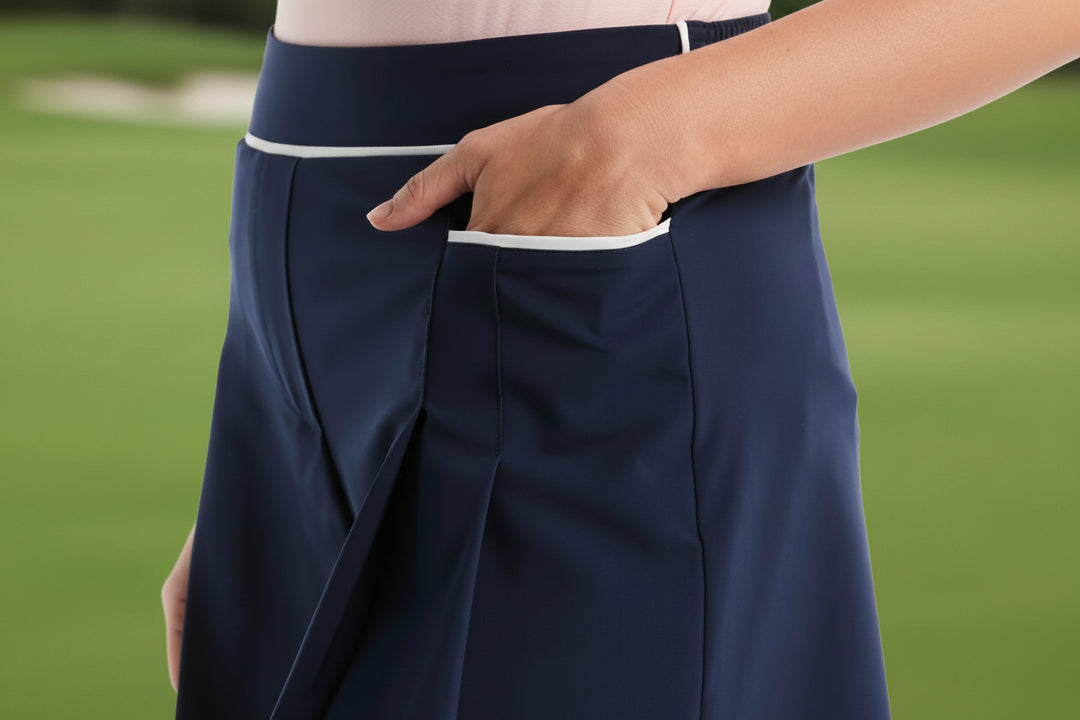 Penguin Womens Sydney Piped Pleated Shorts - Black Iris
