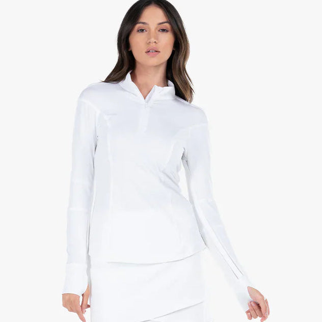 Lucky in Love 1/4 Zip Long Sleeve - White - Skorzie