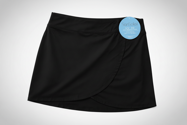 SanSoleil SOLSTYLE 17" FAUX WRAP SKORT - Black - Skorzie