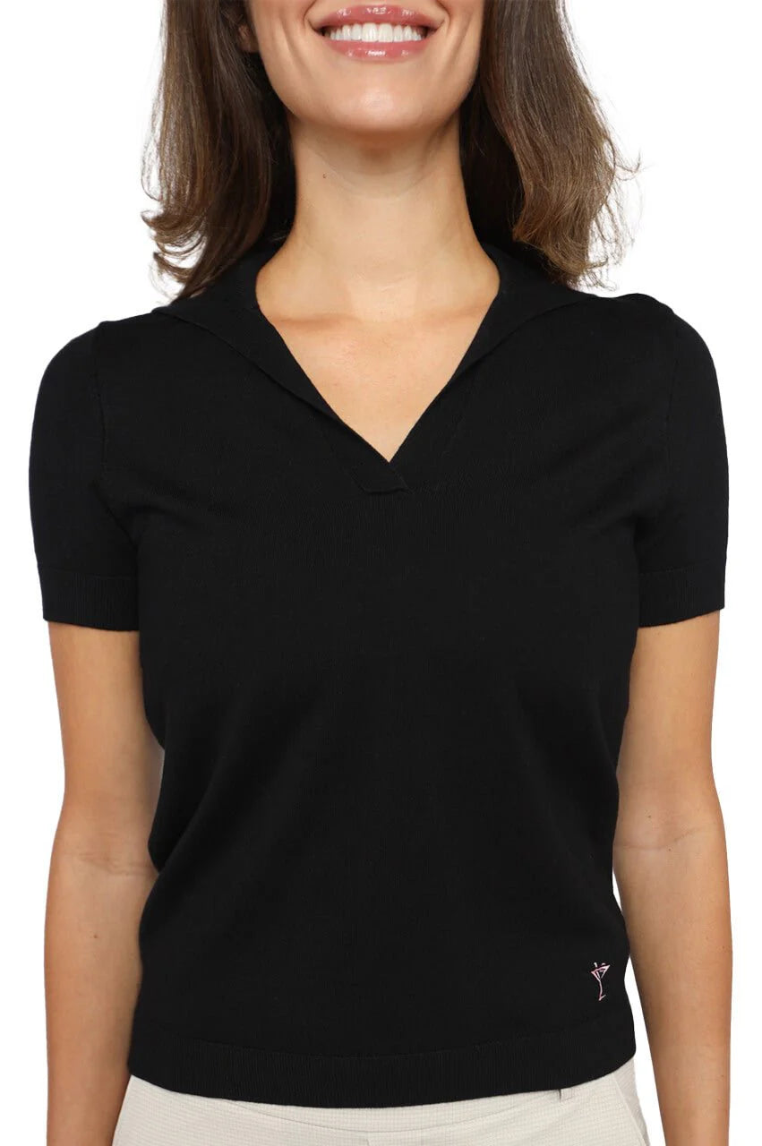 Golftini Short Sleeve Sweater - Black - Skorzie