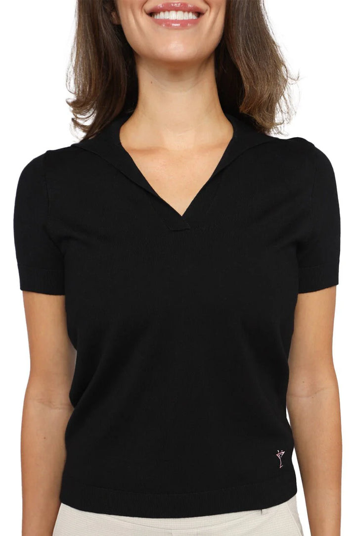 Golftini Short Sleeve Sweater - Black - Skorzie