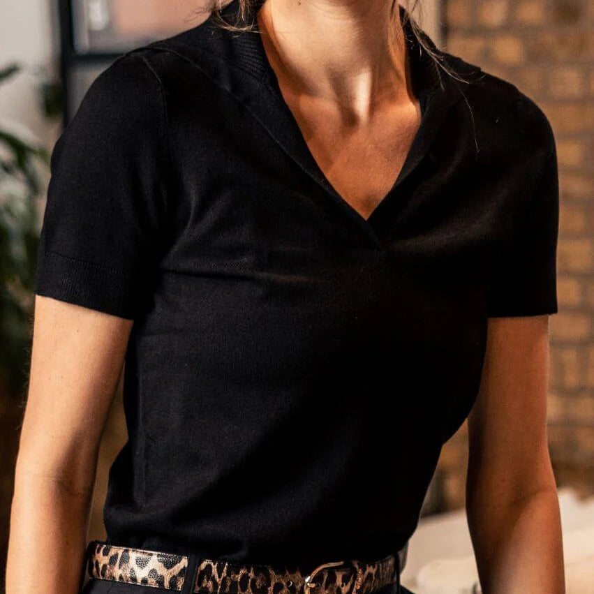 Golftini Short Sleeve Sweater - Black - Skorzie