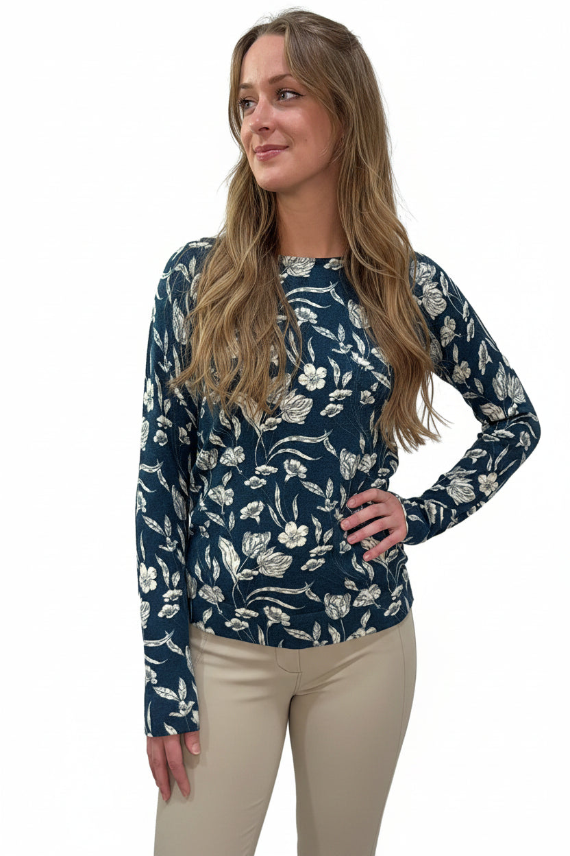 Kastel Womens French Tulip Crewneck Sweater - Sailor Blue