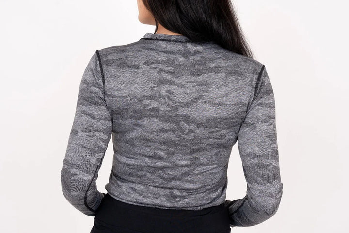 TJ Sport Womens Long Sleeve Camo Top - Grey/Navy - FINAL SALE (FINAL SALE ITEM) (Copy) - Skorzie