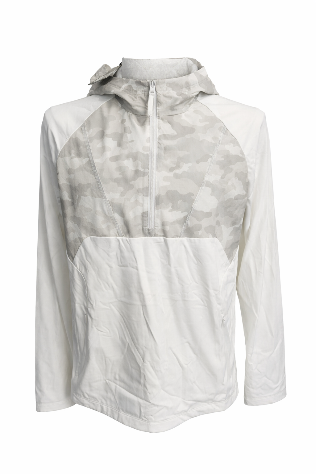G/FORE Men's Camo Tech Hooded Quarter Zip Pullover - White - Medium - Skorzie