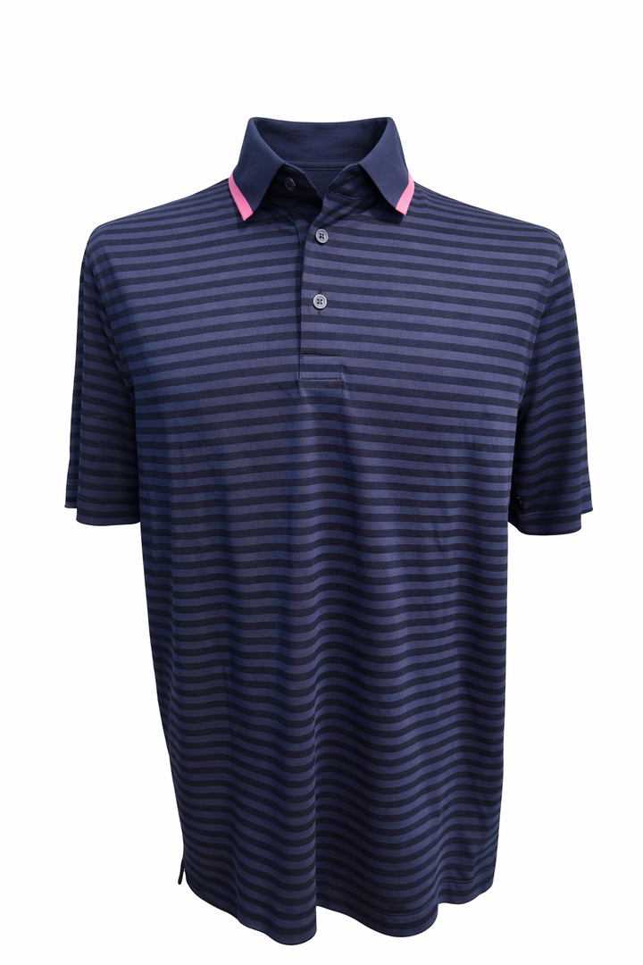 G/FORE Men's Stripe Jersey Golf Polo - Twilight - Medium - Skorzie