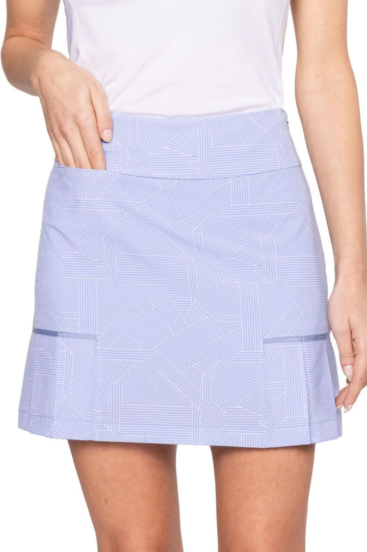 Golftini Womens First Mate Performance Side Pleat Skort (17.5) - Blue