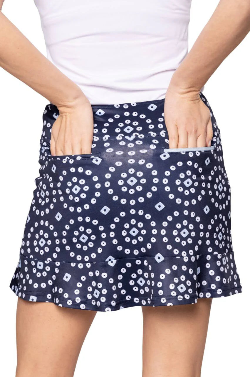 Golftini Womens Hidden Treasure Pull-On Ruffle Skort (17.5) - Navy