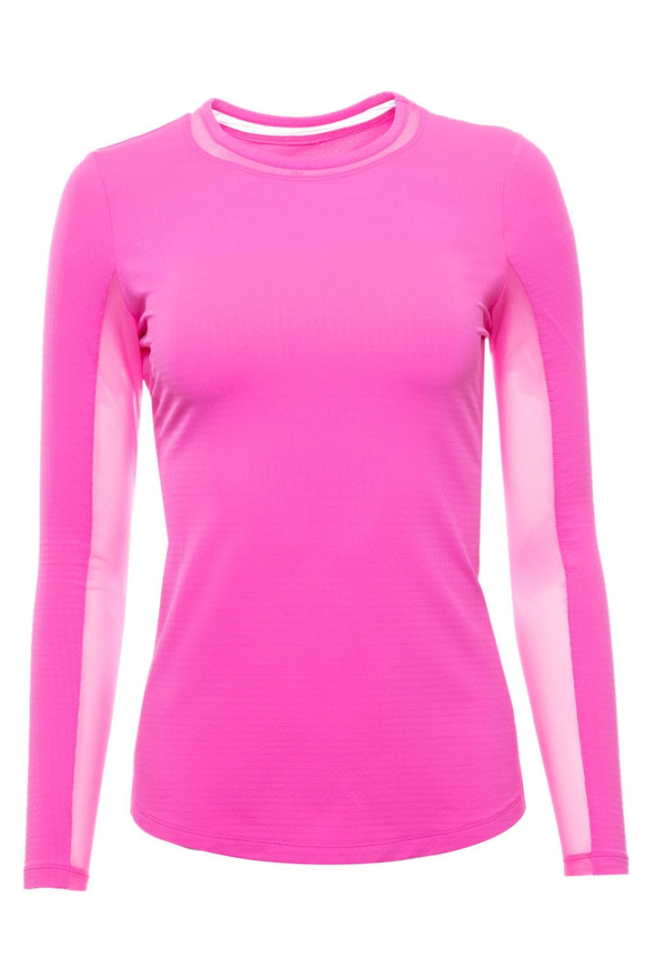 IBKUL Womens Lana Long Sleeve Crewneck Top - Hot Pink