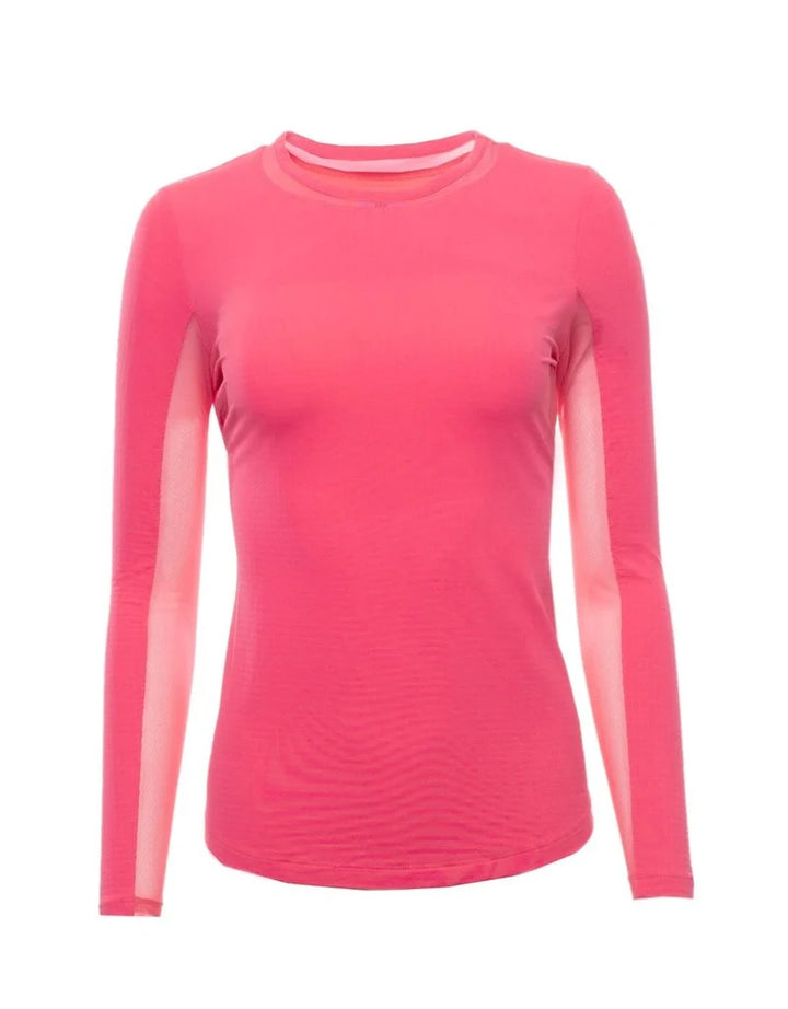 IBKUL Womens Lana Long Sleeve Crew Neck Top - Watermelon