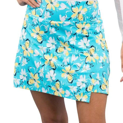 IBKUL Womens Demi Wrap Skort (16') - Seafoam/Lemonade