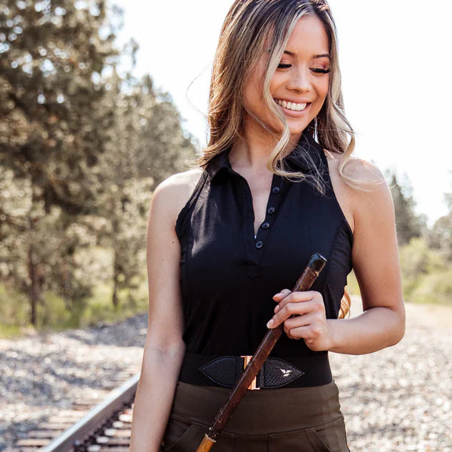 Calliope COEUR Sleeveless Polo - Black - Skorzie