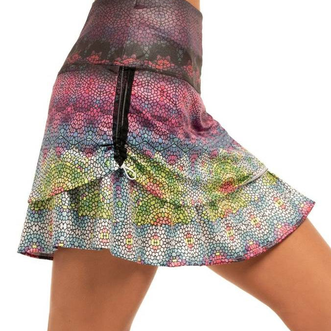 Lucky In Love Womens Ruche Prisma Skort (15.5') - Pink/Multi