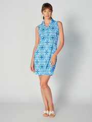 G-Lifestyle Sleeveless Double Ruffle Sun Dress - Tile Blue - Skorzie