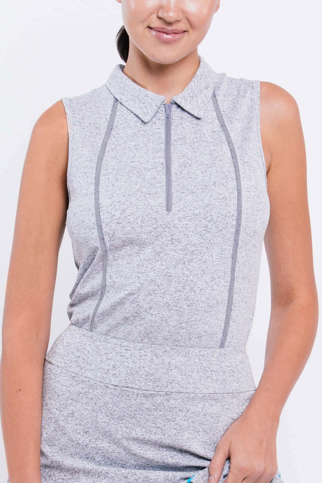 Foray Golf Marl Incognito Sleeveless Polo - Marl Grey - Skorzie
