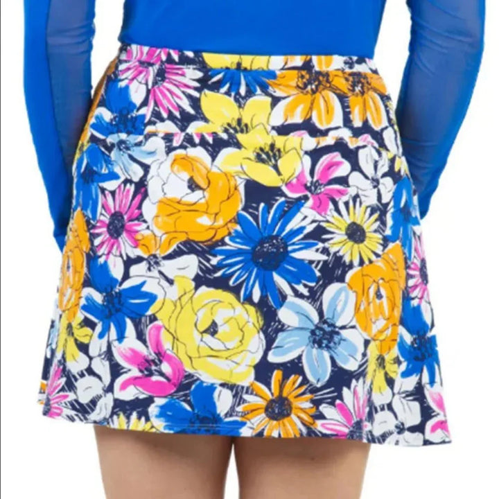 IBKUL Womens Madeline swing Floral Skort - Orange/Multicolored