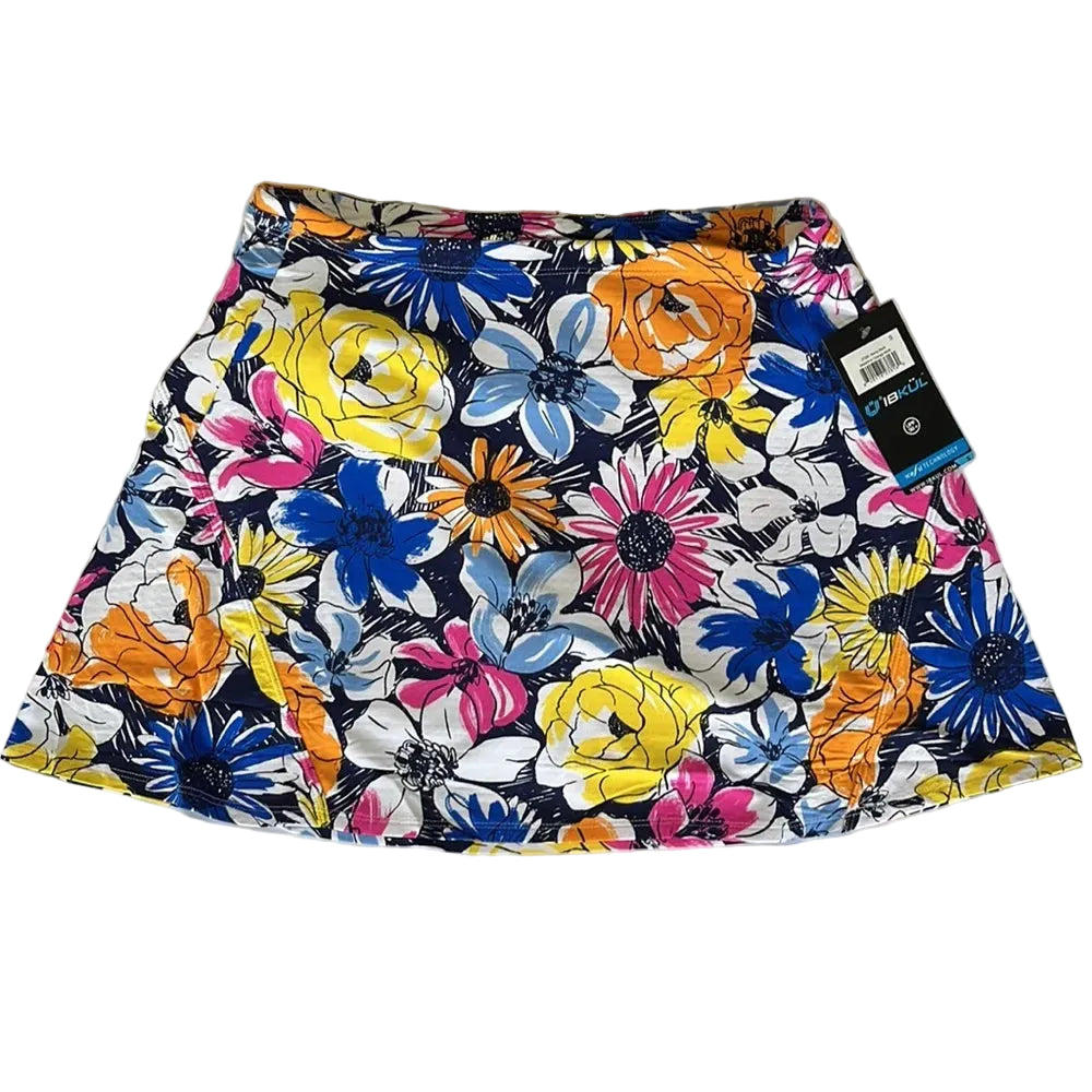 IBKUL Womens Madeline swing Floral Skort - Orange/Multicolored