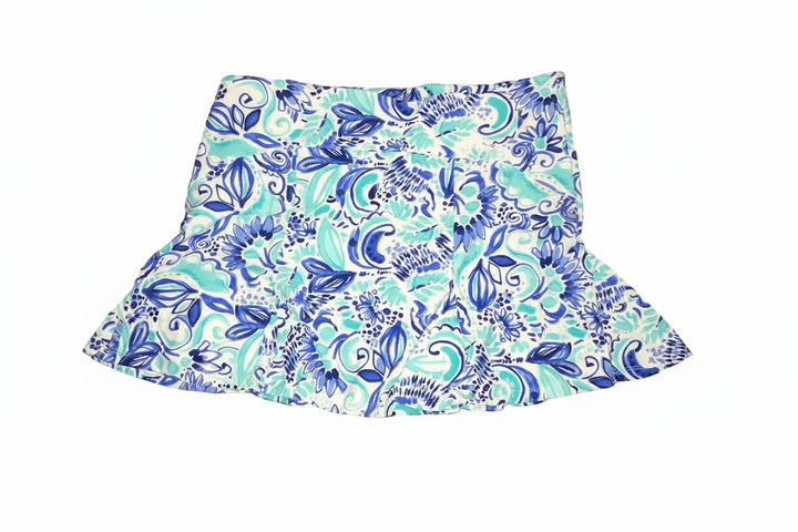 G-Lifestyle Womens Wild Side Floral Skort (16') - Seafoam/Sea Blue