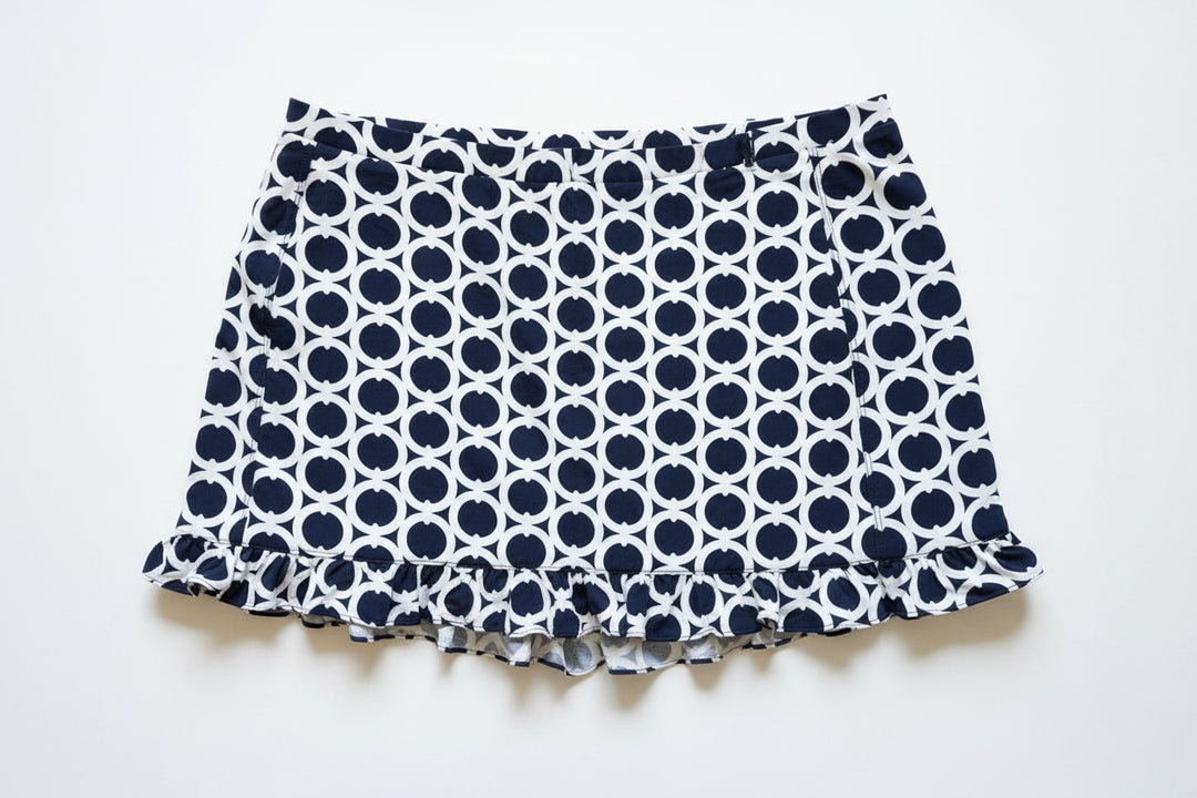 G-Lifestyle Womens Geo Ruffle Bottom Skort (14') - Navy/White