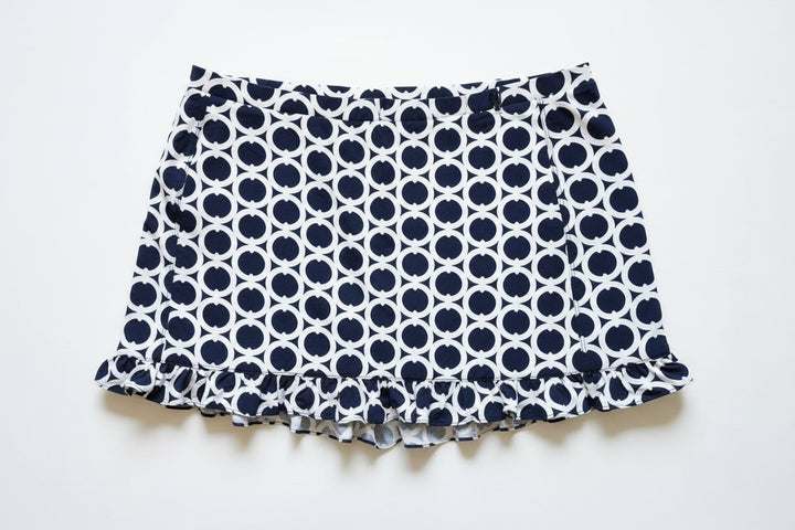 G-Lifestyle Womens Geo Ruffle Bottom Skort (14') - Navy/White