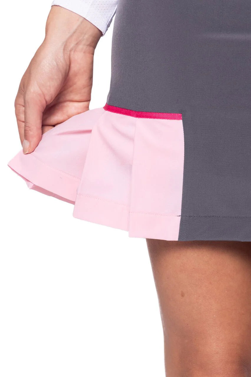 Golftini 17.5" Lucky Performance Side Pleat  Skort - Gray - Skorzie