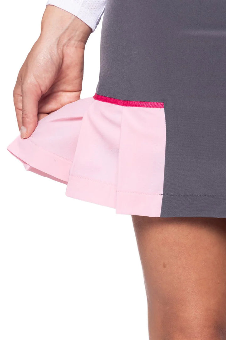 Golftini 17.5" Lucky Performance Side Pleat  Skort - Gray - Skorzie